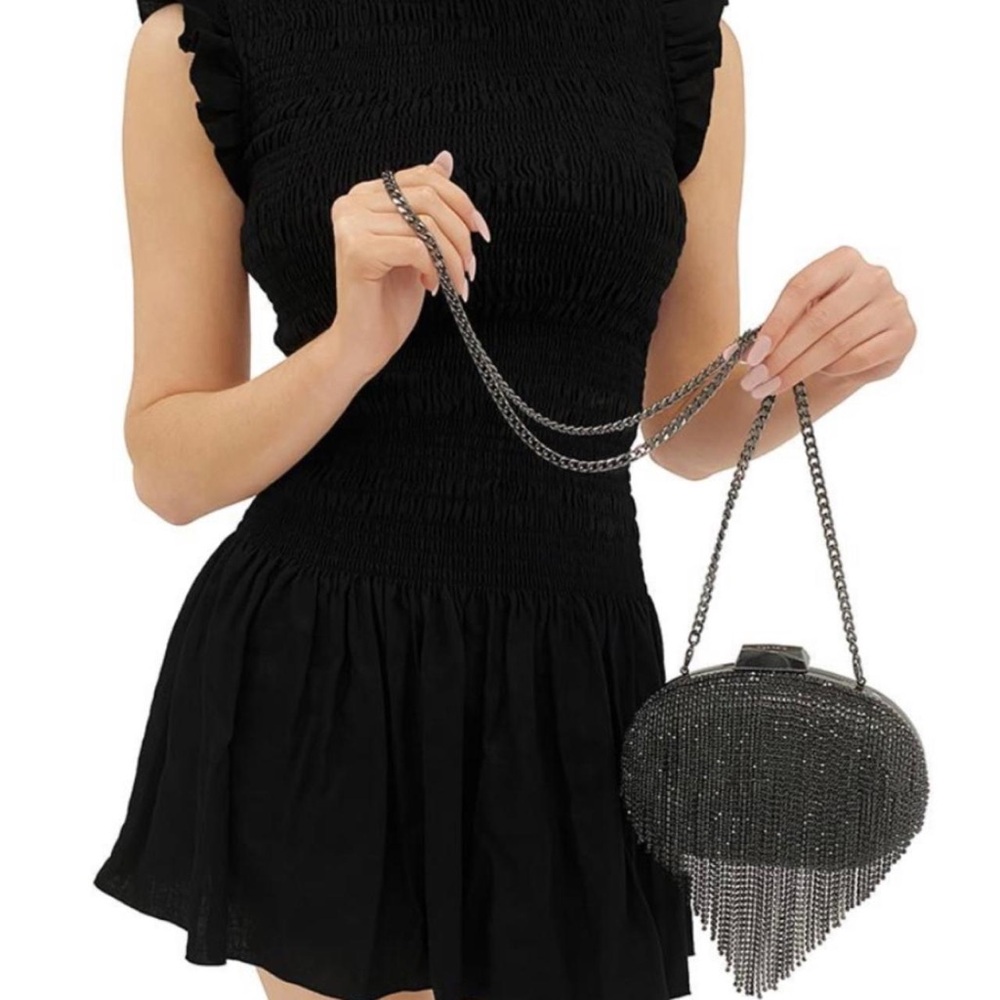 Olga Berg Bria Crystal Fringe Clutch